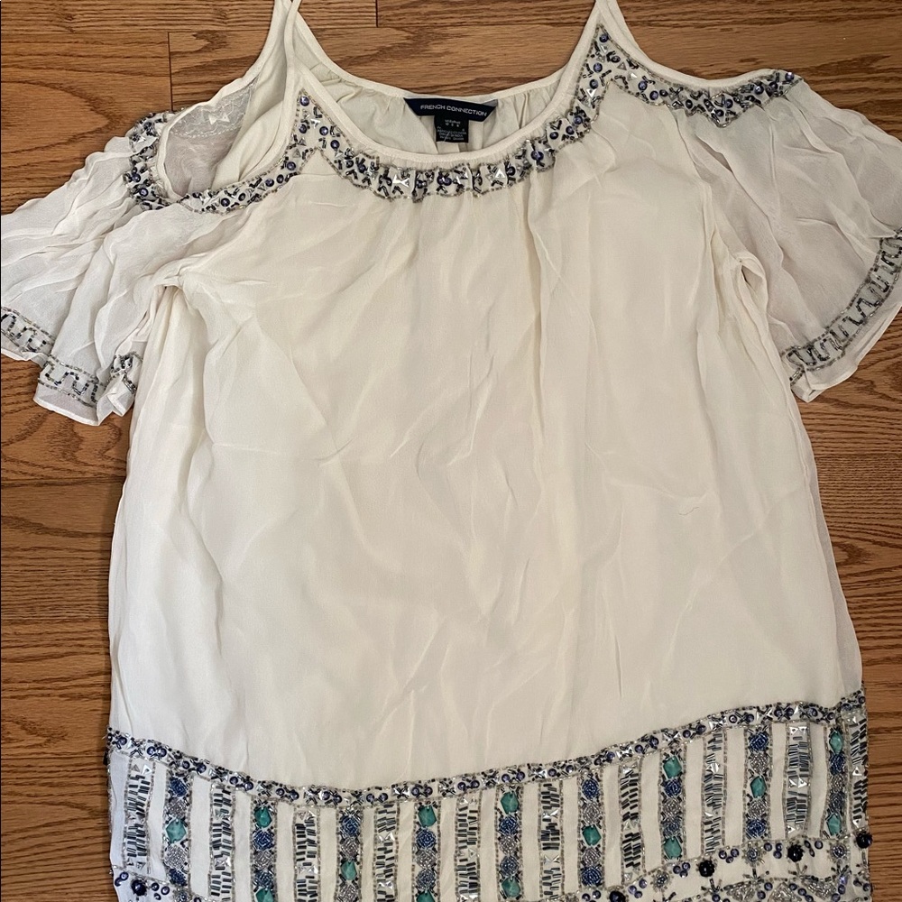 French Connection Embellished Cold-Shoulder Dress